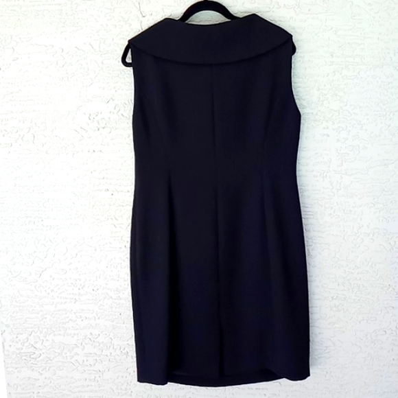 Tahari ASL Envelope Collar Women's Black Sheath Dress With Big Button Size 12P - Picture 3 of 11